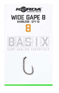 Korda Basix Wide Gape Barbless Size 8